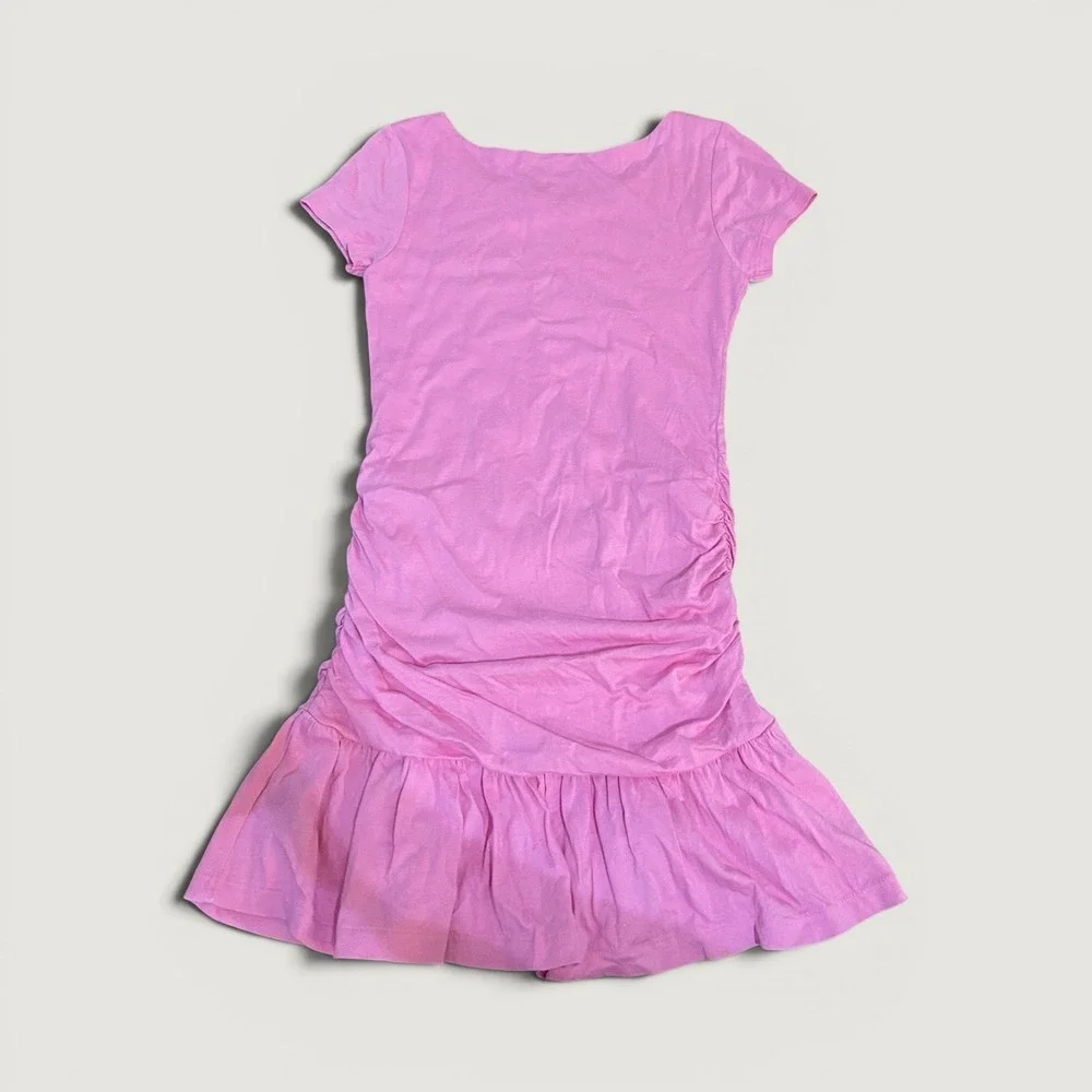 Girls Kids Polo Ralph Lauren Pink T Shirt Dress Ruffle Skirt Size 6 Pima Cotton